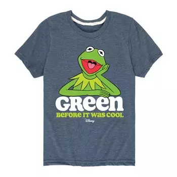 Зеленая футболка с рисунком Disney's The Muppets Kermit Boys 8-20, прежде чем это было круто Disney, серый