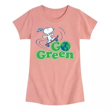 Зеленая футболка с рисунком Peanuts Snoopy Go для девочек 7–16 лет Licensed Character