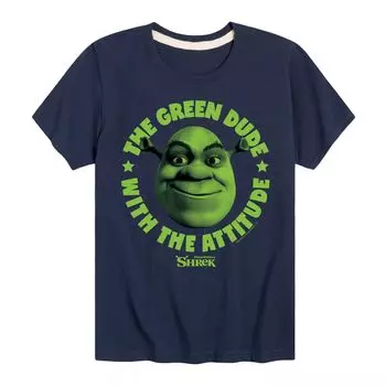 Зеленая футболка с рисунком «Shrek Dude Attitude» для мальчиков 8–20 лет Licensed Character, синий