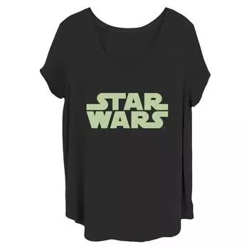 Зеленая футболка с v-образным вырезом и графическим логотипом Juniors' Plus Star Wars Licensed Character