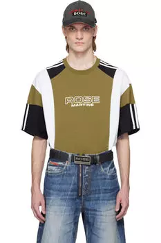 Зеленая футболка свободного покроя со вставками Martine Rose