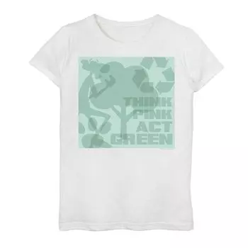 Зеленая футболка Think Pink Act для девочек 7–16 лет The Pink Panther Licensed Character