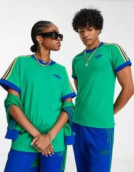 Зеленая футболка унисекс с круглым вырезом adidas Originals 'adicolor 70s'