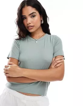Зеленая футболка в рубчик Vero Moda Aware