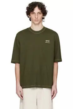Зеленая хлопковая футболка AMI Paris