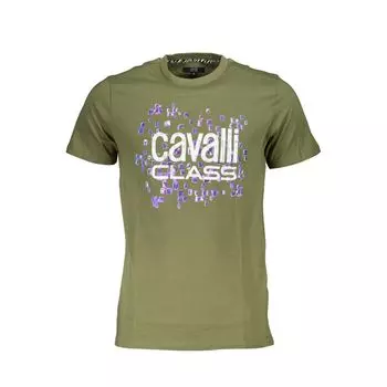 Зеленая хлопковая футболка cavalli CLASS