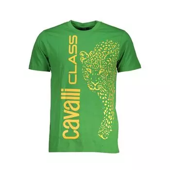 Зеленая хлопковая футболка cavalli CLASS