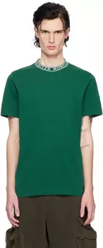Зеленая хлопковая футболка с логотипом Moncler