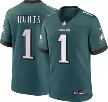 Зеленая игровая майка Nike Youth Philadelphia Eagles Jalen Hurts #1