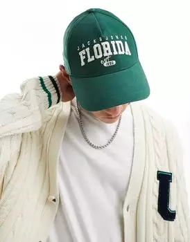 Зеленая кепка Jack & Jones с логотипом Флориды