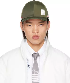 Зеленая классическая кепка из твила с 6 панелями Thom Browne