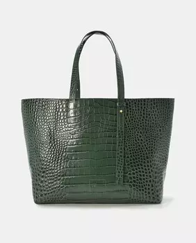 Зеленая кожаная сумка через плечо с тиснением Leandra