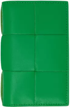 Зеленая кожаная визитница Bottega Veneta