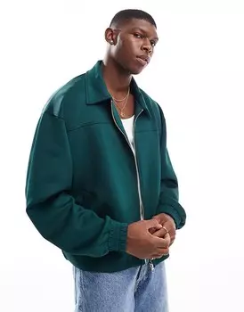Зеленая куртка Харрингтон из неопрена ASOS DESIGN