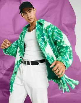 Зеленая куртка с принтом тай-дай ASOS DESIGN