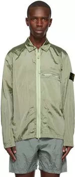 Зеленая куртка с расклешенным воротником Stone Island