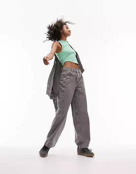 Зеленая майка с закругленным краем Topshop