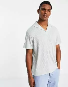 Зеленая меланжевая футболка в рубчик свободного кроя ASOS DESIGN