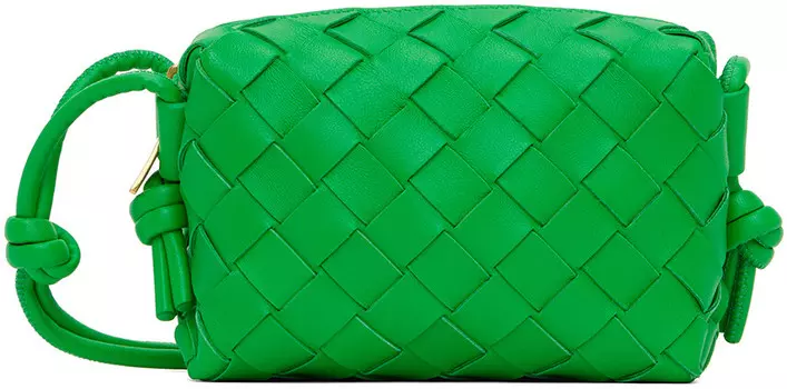 Зеленая мини-сумка с ремешком для фотоаппарата Bottega Veneta