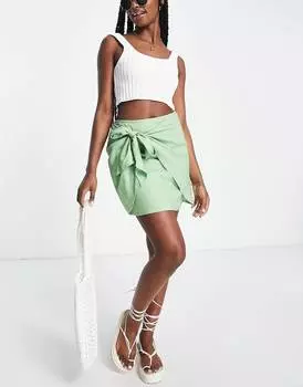 Зеленая мини-юбка с завязками ASOS DESIGN