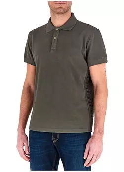 Зеленая мужская футболка-поло с воротником на пуговицах Bikkembergs