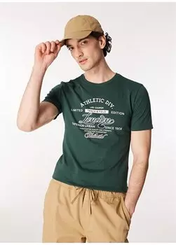 Зеленая мужская футболка с круглым вырезом 232 LCM 242024 РАЗДЕЛЕННАЯ ЗЕЛЕНАЯ Lee Cooper, зеленый