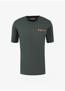 Зеленая мужская футболка с круглым вырезом JCOELMER TEE SS CREW NECK EXC Jack & Jones, зеленый