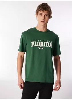 Зеленая мужская футболка с круглым вырезом JJCORY TEE SS CREW NECK Jack & Jones, зеленый