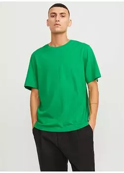 Зеленая мужская футболка с круглым вырезом JJEORGANIC BASIC TEE SS O-NECK NOOS Jack & Jones, зеленый