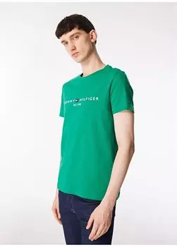 Зеленая мужская футболка с круглым вырезом MW0MW11797 Tommy Hilfiger, зеленый