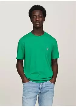 Зеленая мужская футболка с круглым вырезом MW0MW33987 Tommy Hilfiger, зеленый