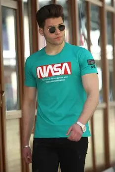 Зеленая мужская футболка с принтом 4526 MADMEXT