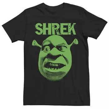Зеленая мужская футболка с рисунком в виде лица комиксов Shrek Grumpy Licensed Character