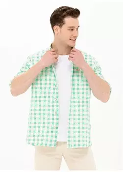 Зеленая мужская футболка с воротником на пуговицах LIBOR U.S. Polo Assn., зеленый