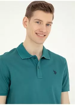 Зеленая мужская футболка с воротником поло PASTIY024 U.S. Polo Assn., зеленый