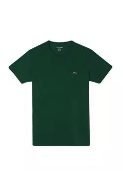Зеленая мужская футболка slim fit с круглым вырезом Lacoste