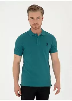 Зеленая мужская футболка узкого кроя TP04IY024 U.S. Polo Assn., зеленый