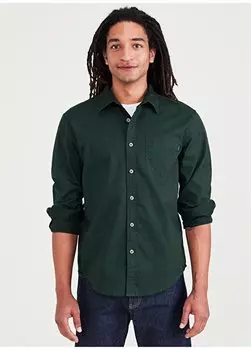 Зеленая мужская рубашка с рубашечным воротником Regular Fit A3139-0031 Dockers, зеленый