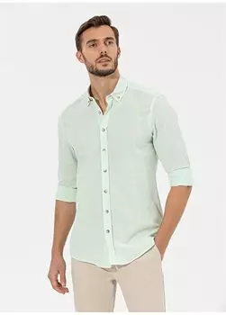 Зеленая мужская рубашка Slim Fit с воротником на пуговицах GELIOT Pierre Cardin, зеленый