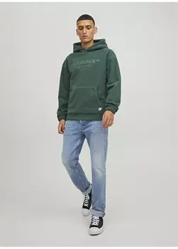 Зеленая мужская толстовка с воротником с капюшоном Jack & Jones