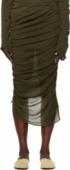 Зеленая неоднозначная шерстяная юбка-миди ISSEY MIYAKE