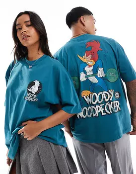 Зеленая объемная футболка унисекс с принтом Woody Woodpecker ASOS DESIGN