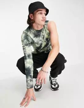 Зеленая облегающая футболка с длинными рукавами и одним рукавом ASOS DESIGN ASOS DESIGN