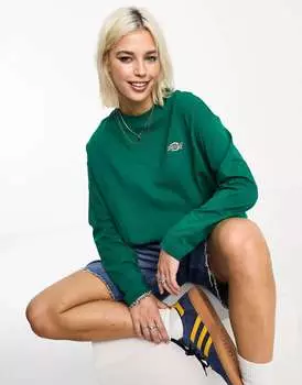 Зеленая оверсайз-футболка премиум-класса с длинными рукавами Dickies Summerdale