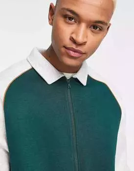 Зеленая оверсайз-куртка из джерси в стиле Харрингтон ASOS