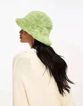 Зеленая панама из искусственного меха ASOS