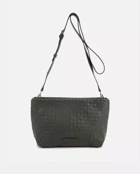 Зеленая плетеная кожаная сумка через плечо на молнии Abbacino, зеленый