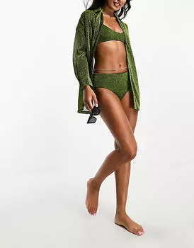Зеленая пляжная рубашка с блестками ASOS DESIGN