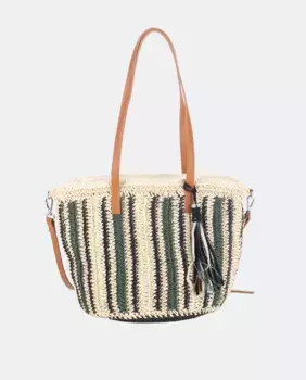 Зеленая полосатая сумка-тоут из натурального волокна Kbas, зеленый