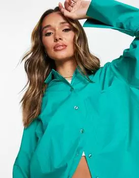 Зеленая поплиновая рубашка с манжетами Topshop